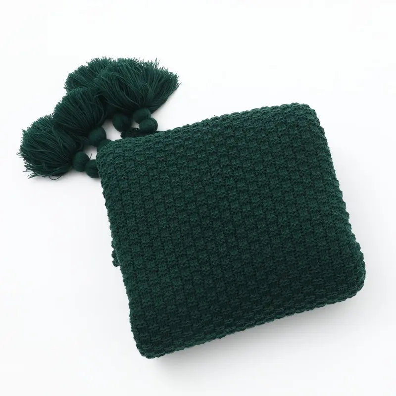 Withered Nordic tassel knitted ball blanket, woolen blanket, office air conditioning lunch blanket, shawl cover blanket, sofa le