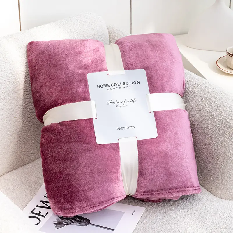 Striped Flannel Blankets For Beds Solid Pink Blue Color Soft Warm Mink Throw Sofa Cover Bedspread Beach Airplane Travel Blankets