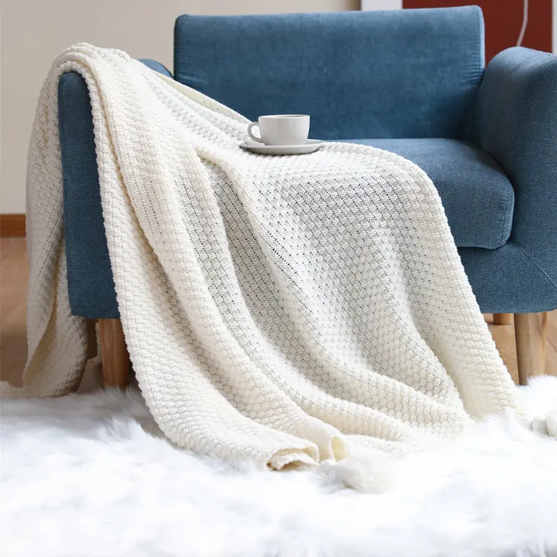 Withered Nordic tassel knitted ball blanket, woolen blanket, office air conditioning lunch blanket, shawl cover blanket, sofa le