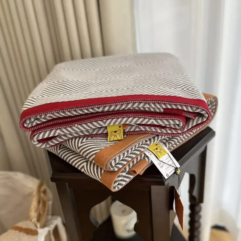 Light Luxury First-class Cabin Leisure Pure Cotton Knitted Blanket Car Air Conditioning Blanket Office Aviation Blanket