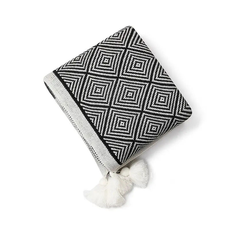 Nordic Black And White Striped Knitted Blanket Ins Blanket Shawl Simple Sofa Cover Towel Lunch Break Air Conditioning Blanket