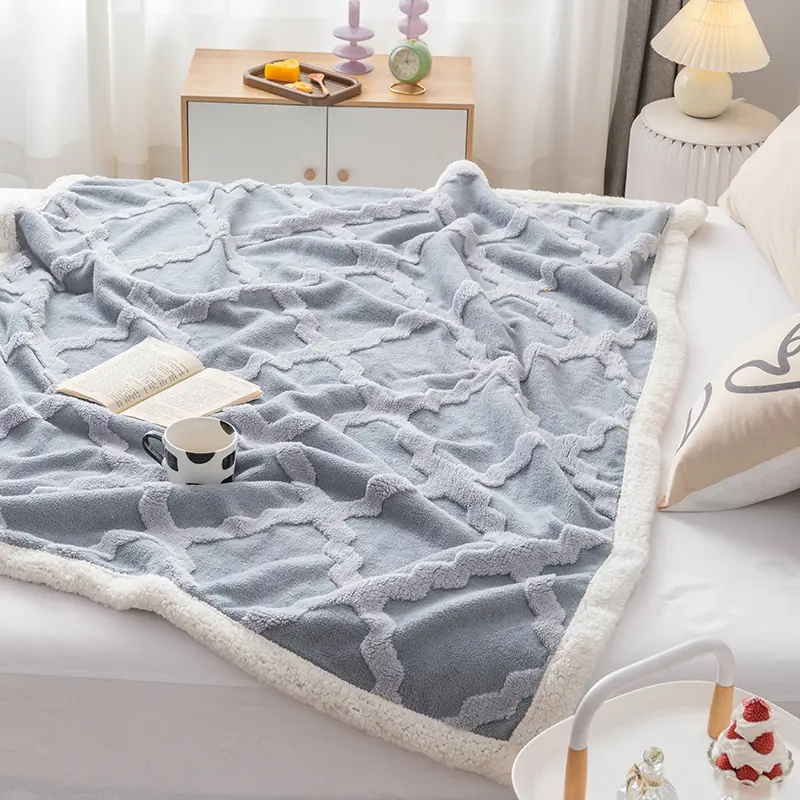 Plaid Bed Blankets Soft Warm Fluffy Throw Blanket Sofa Cover Coral Fleece Bedspread On The Bed For Adults Kids Pet Home Textiles
