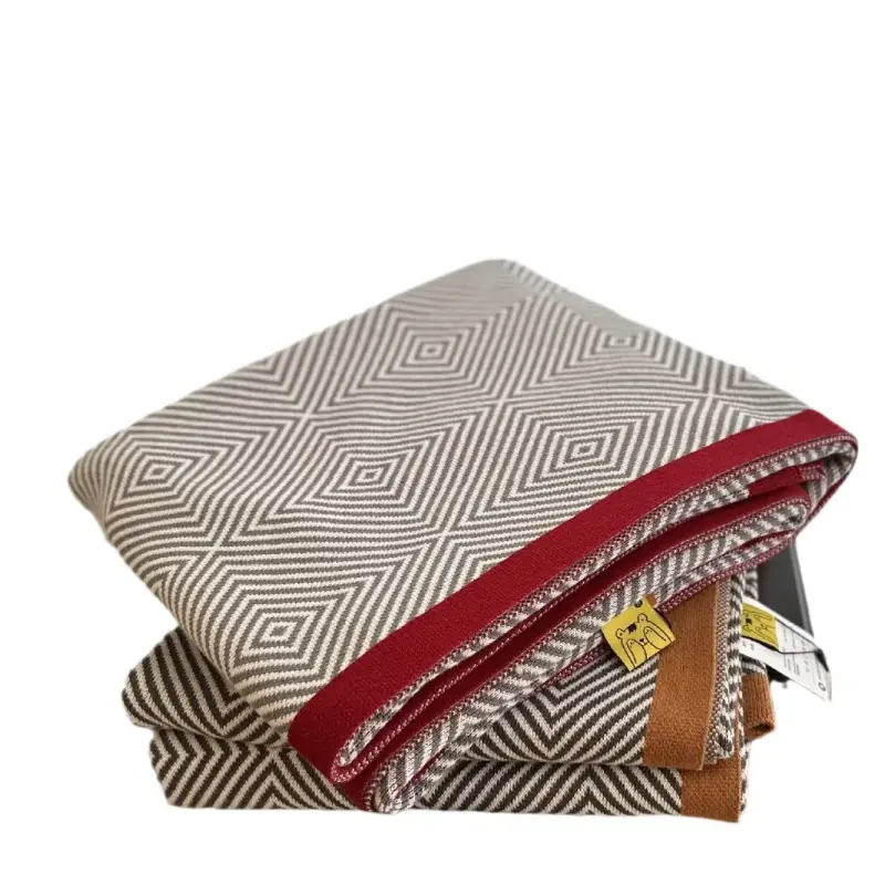 Light Luxury First-class Cabin Leisure Pure Cotton Knitted Blanket Car Air Conditioning Blanket Office Aviation Blanket