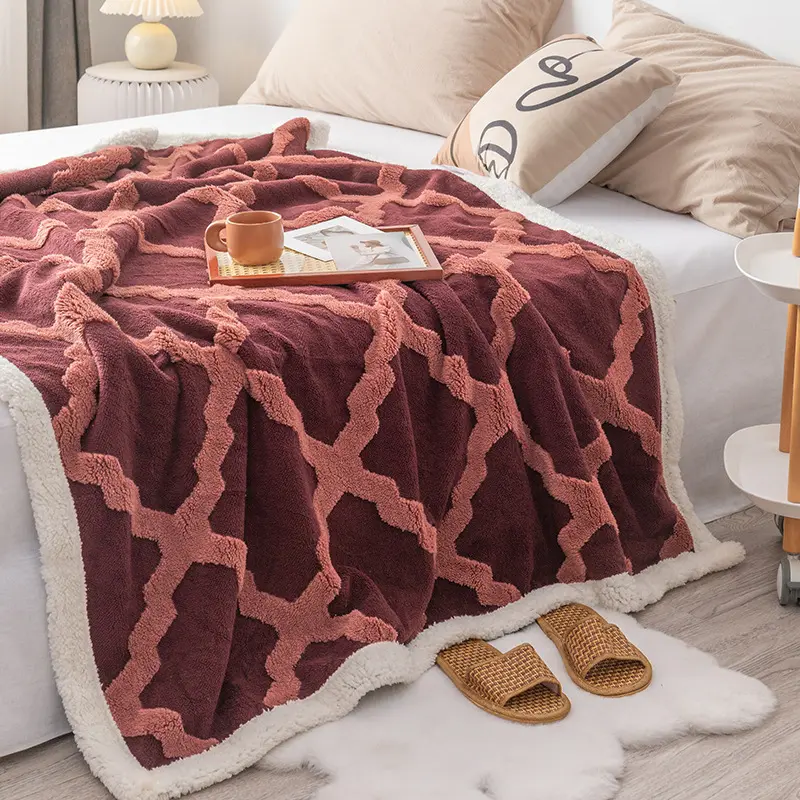 Plaid Bed Blankets Soft Warm Fluffy Throw Blanket Sofa Cover Coral Fleece Bedspread On The Bed For Adults Kids Pet Home Textiles
