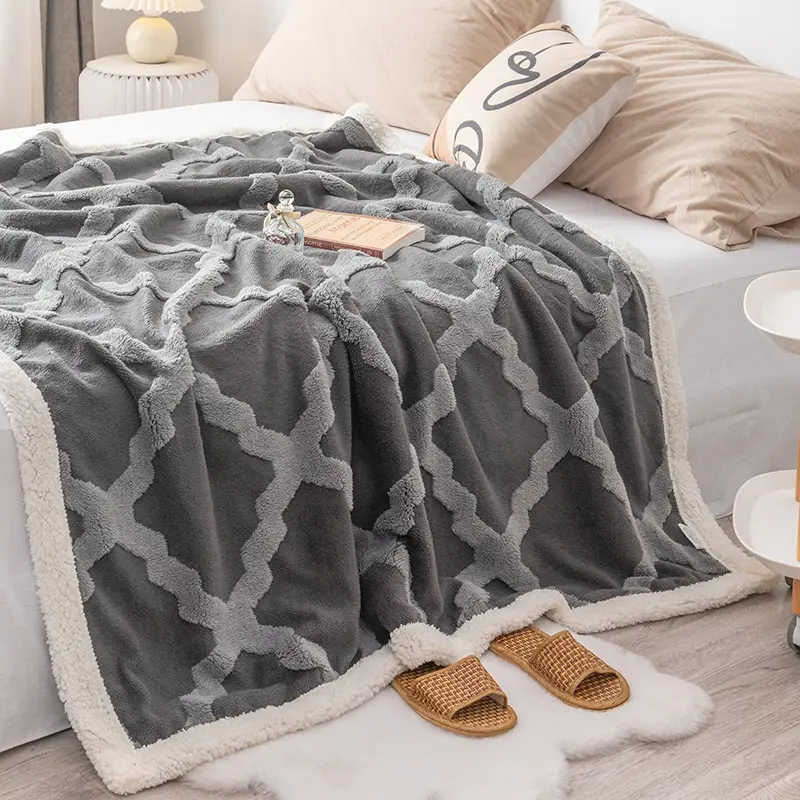 Plaid Bed Blankets Soft Warm Fluffy Throw Blanket Sofa Cover Coral Fleece Bedspread On The Bed For Adults Kids Pet Home Textiles
