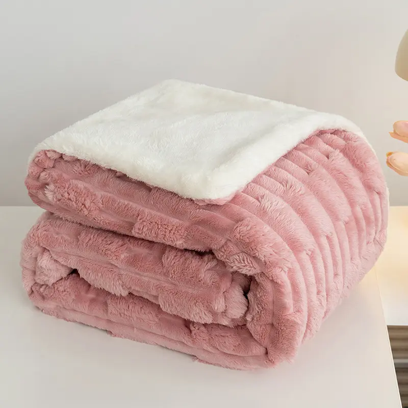 Giant Soft and Thickened Sofa Cover Checkerboard Small Blanket Taffeta Velvet Jacquard Nap Waffle Blanket Home Textile