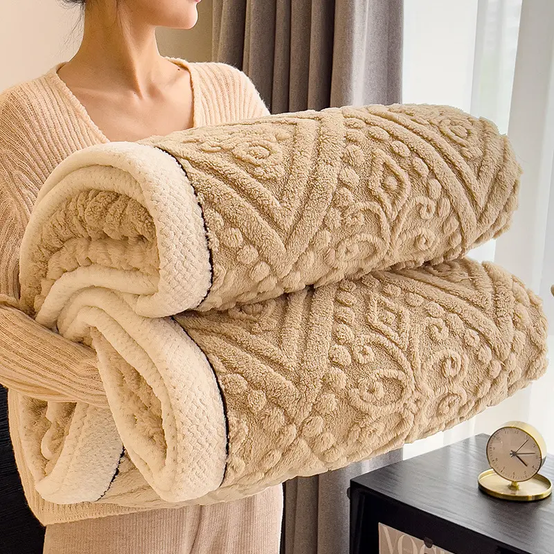 Carved Velvet Blanket, Thick Blanket, Sofa Nap, Air Conditioning Blanket, Office Single Blanket, Soft and Dirt Resistant