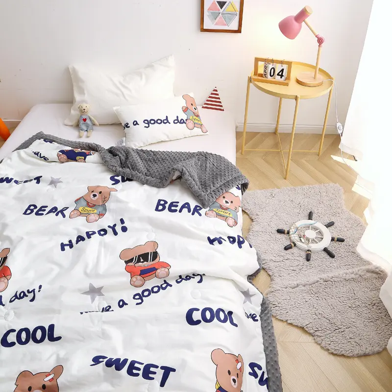2022 New Children's Cartoon Bean Velvet Quilt Cover Blanket Machine Washable Bean Quilt Quilt Core Available for All Seasons
