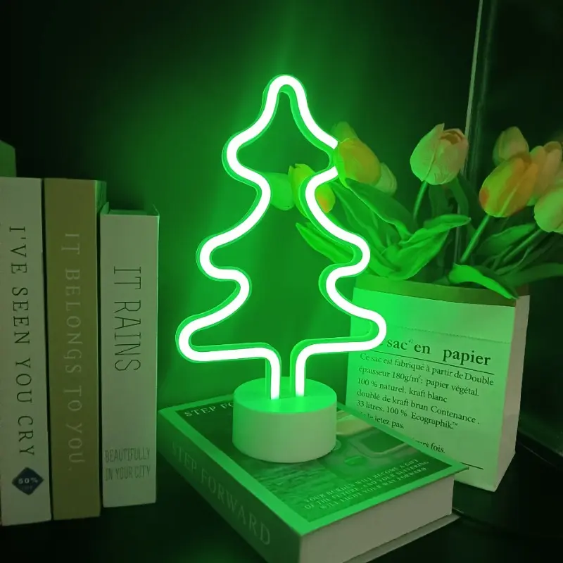 Christmas Tree LED Neon Light Cactus Coconut Tree Pineapple Unicorn Night Light Table Lamp for Bedroom Decoration Bar Party