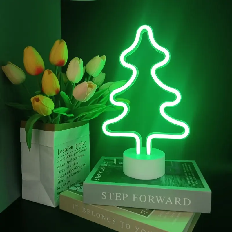 Christmas Tree LED Neon Light Cactus Coconut Tree Pineapple Unicorn Night Light Table Lamp for Bedroom Decoration Bar Party