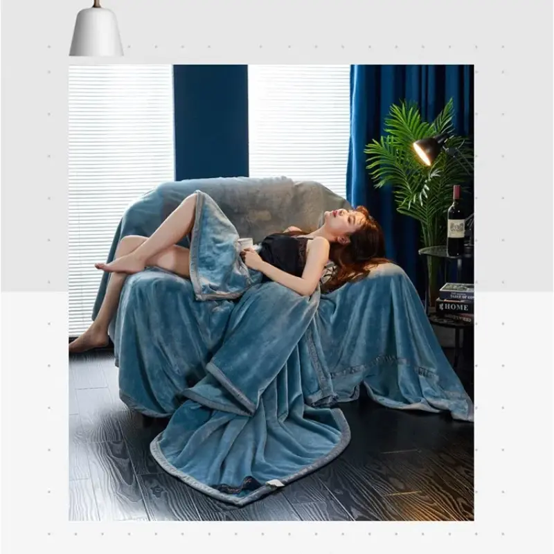 High Weight Flannel Blanket, Casual Solid Color Sofa Blanket, Thickened Warm Blanket, Winter Bed Sheet, Coral Fleece Blanket