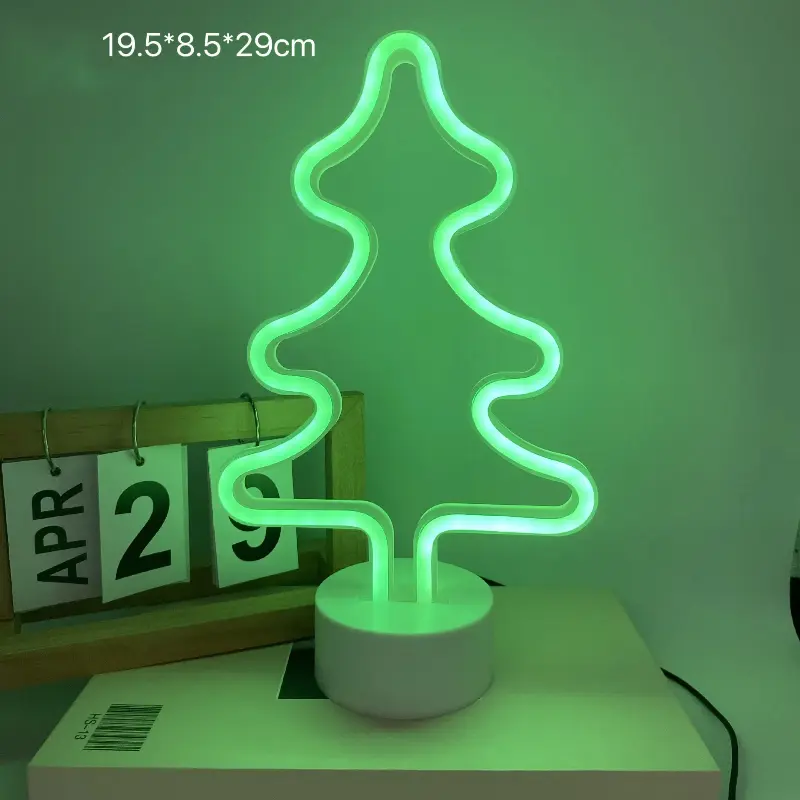 Christmas Tree LED Neon Light Cactus Coconut Tree Pineapple Unicorn Night Light Table Lamp for Bedroom Decoration Bar Party