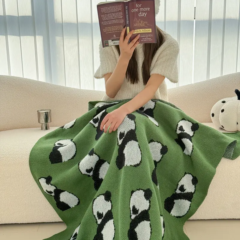 Popular Cartoon Panda Blanket Imitation Cashmere Leisure Blanketoffice Sofa Blanket Knitted Leisure Multi-purpose Blanket