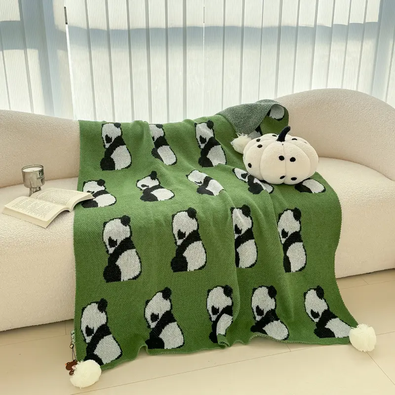 Popular Cartoon Panda Blanket Imitation Cashmere Leisure Blanketoffice Sofa Blanket Knitted Leisure Multi-purpose Blanket
