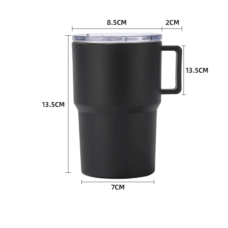 Stainless Steel Mouthwash Cup with Outer Plastic and Inner Steel Milk Cup Double-layer Insulated Coffee Cup with Handle
