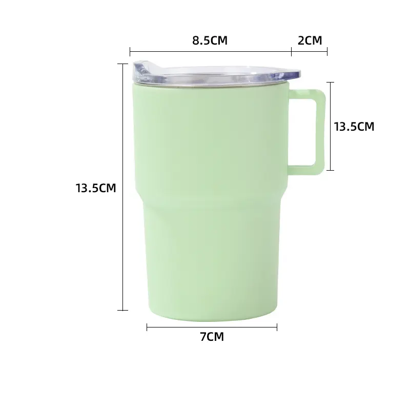 Stainless Steel Mouthwash Cup with Outer Plastic and Inner Steel Milk Cup Double-layer Insulated Coffee Cup with Handle