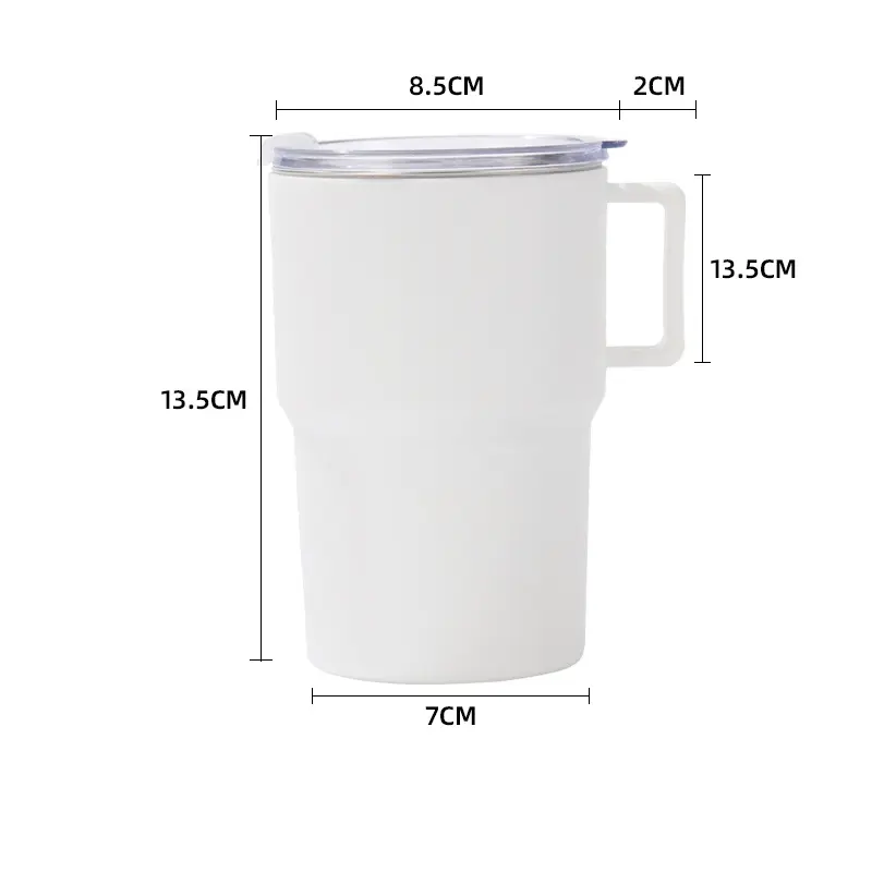 Stainless Steel Mouthwash Cup with Outer Plastic and Inner Steel Milk Cup Double-layer Insulated Coffee Cup with Handle