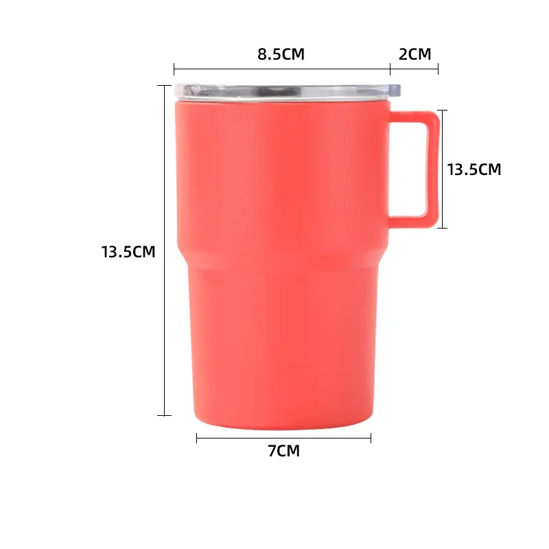 Stainless Steel Mouthwash Cup with Outer Plastic and Inner Steel Milk Cup Double-layer Insulated Coffee Cup with Handle