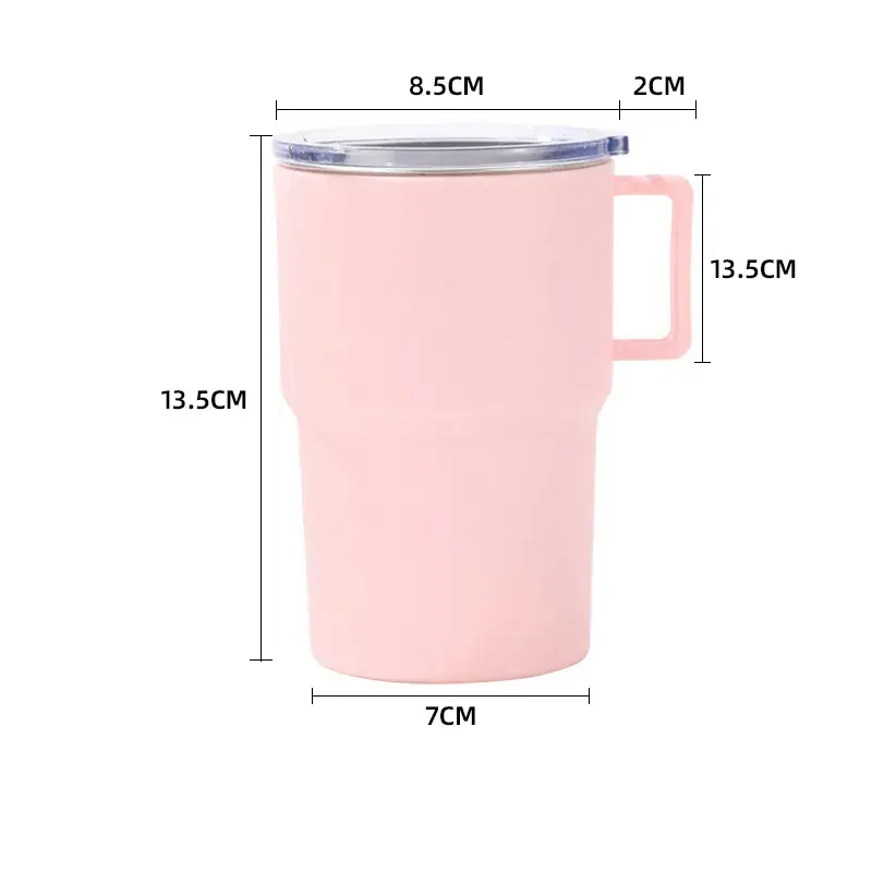 Stainless Steel Mouthwash Cup with Outer Plastic and Inner Steel Milk Cup Double-layer Insulated Coffee Cup with Handle