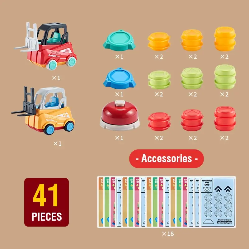 Children's Engineering Forklift Truck Press Push Car Model Stack Drums Game Simulated Forklift Transport Kids Educational Toys