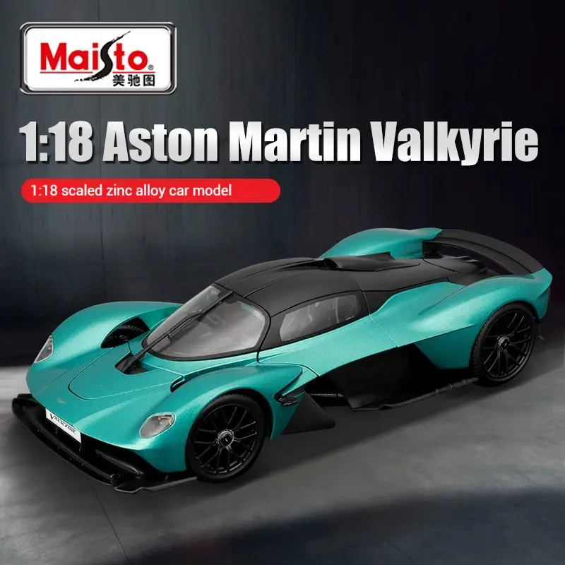 Maisto 1:18 Scale Diecast Model Aston Martin Valkyrie Green Acrylic Box Hard Cover Version Alloy Car Toy for Kids Collectibles