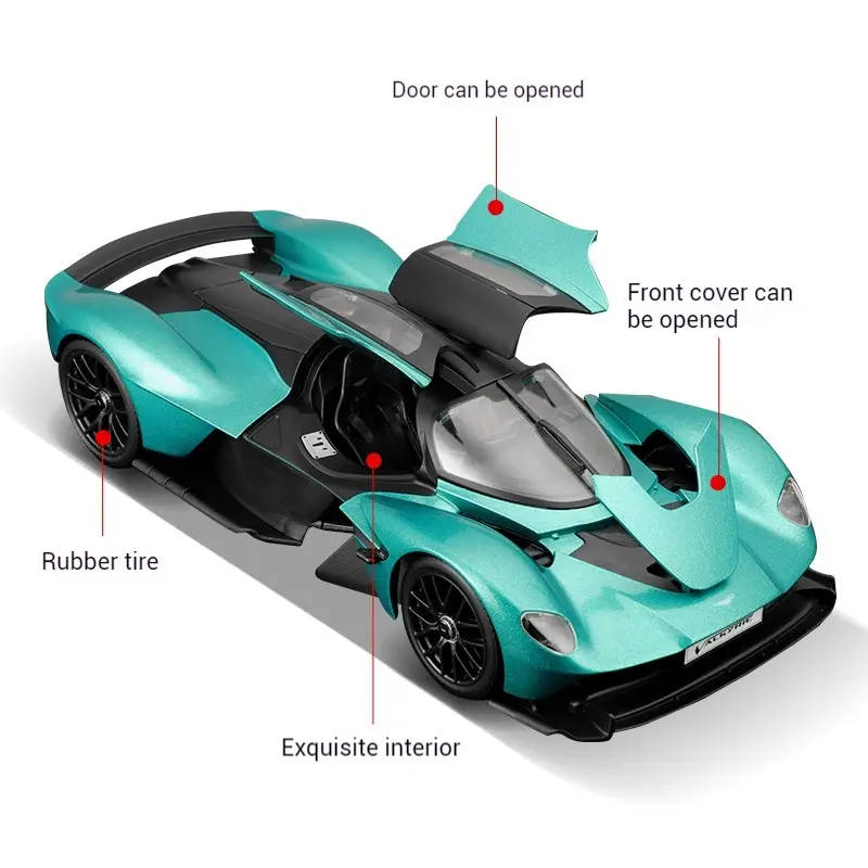 Maisto 1:18 Scale Diecast Model Aston Martin Valkyrie Green Acrylic Box Hard Cover Version Alloy Car Toy for Kids Collectibles