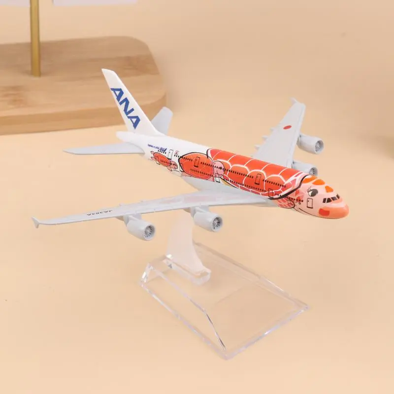 1 Set Orange Sea Turtle Airbus 380 A380 Airways Metal Alloy Diecast Airplane 16CM Air Japan ANA Airlines Airplane Model Toy