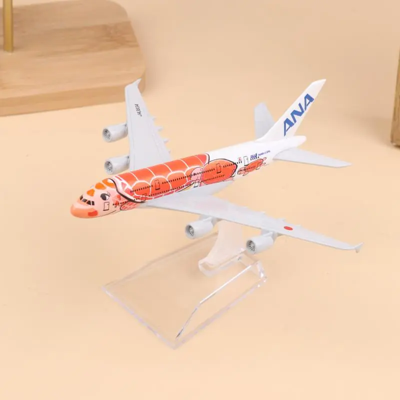 1 Set Orange Sea Turtle Airbus 380 A380 Airways Metal Alloy Diecast Airplane 16CM Air Japan ANA Airlines Airplane Model Toy