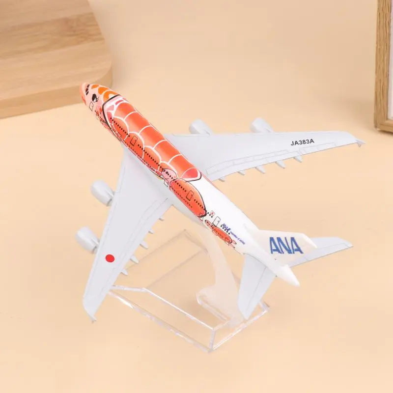 1 Set Orange Sea Turtle Airbus 380 A380 Airways Metal Alloy Diecast Airplane 16CM Air Japan ANA Airlines Airplane Model Toy