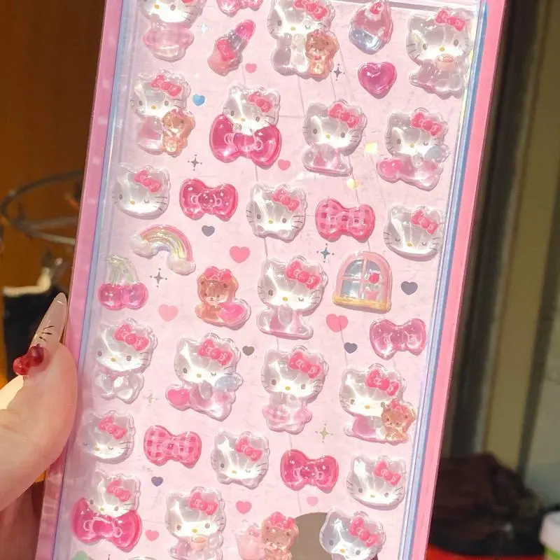 2025 New Hellokitty Hangyodon Cinnamoroll 3Dtransparent Jelly Sticker Crystal Decorative Stickers Children's Phone Casesdiy Toys