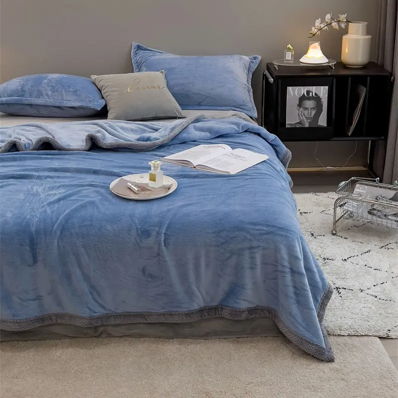 Plush Blanket Solid Color Thickened Blanket Lunch Break Blankets Warm Bed Sheet Milk Velvet New Solid Color Thick Blanket
