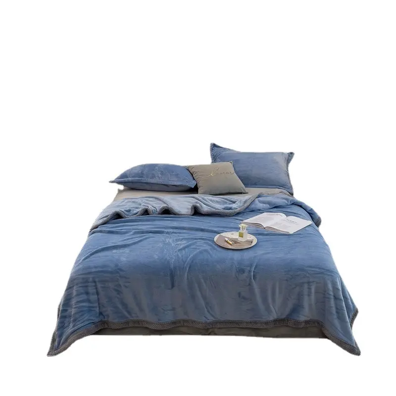 Plush Blanket Solid Color Thickened Blanket Lunch Break Blankets Warm Bed Sheet Milk Velvet New Solid Color Thick Blanket
