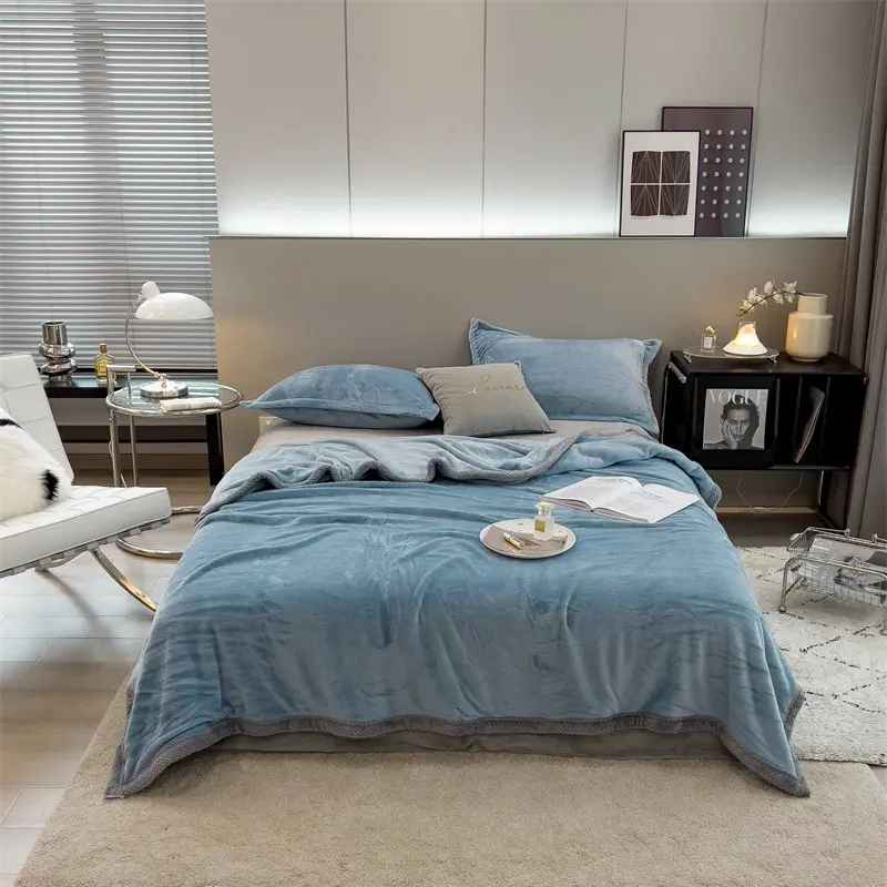 Plush Blanket Solid Color Thickened Blanket Lunch Break Blankets Warm Bed Sheet Milk Velvet New Solid Color Thick Blanket