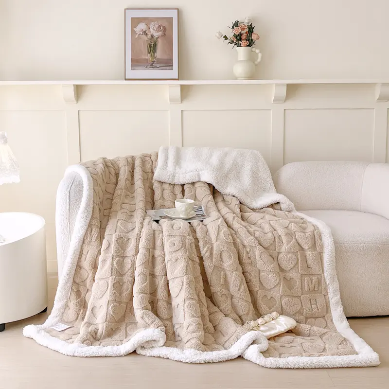 Winter Thick Double-layer Tafu Velvet Sofa Cover Blanket Office Nap Air Conditioning Small Blanket Milk Velvet Resistant to Dirt