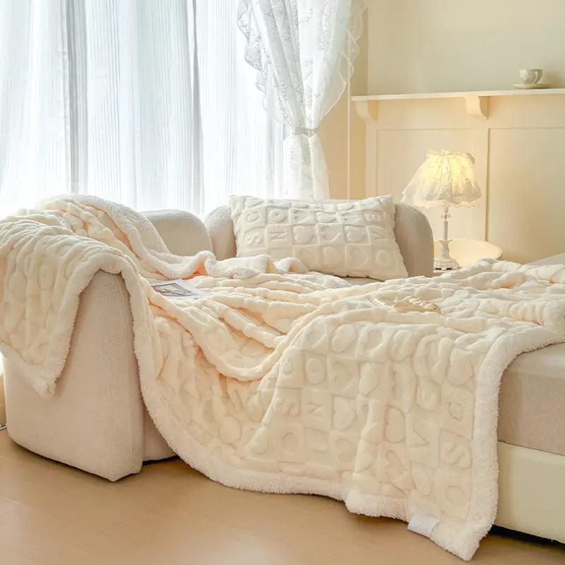 Winter Thick Double-layer Tafu Velvet Sofa Cover Blanket Office Nap Air Conditioning Small Blanket Milk Velvet Resistant to Dirt