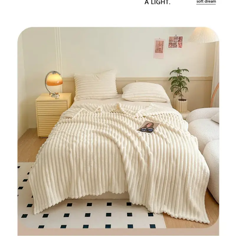 A-class Multifunctional Rabbit Plush Blanket, Rabbit Fur Plush Blanket, Winter Office Thick Nap Air Conditioning Blanket