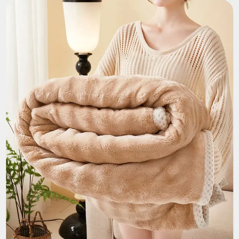 Imitation Rabbit Fur Tos Milk Velvet Edge Wrapped Blanket, Thick Blanket, Naked Sleeping Nap Blanket, Dirt Resistant Blanket