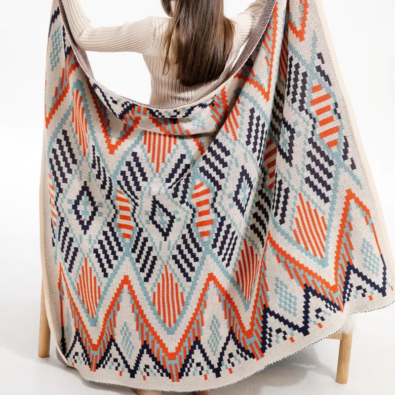 Soft Tassel Knitted Blankets Plaid Bohemian Tapestry Nap Blanket Vintage