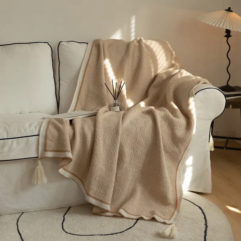 Blanket Black White Geometry Knitting Sofa Office Nap Light Luxury Senior Northern Europe Home Textile Simple Vintage