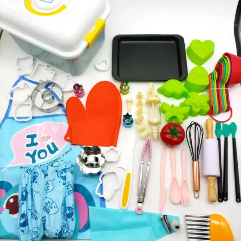 20Pcs Kids Cooking Apron Gloves Hat Set  Easter Halloween Child Chef Kitchen Baking Tool Play House Toys