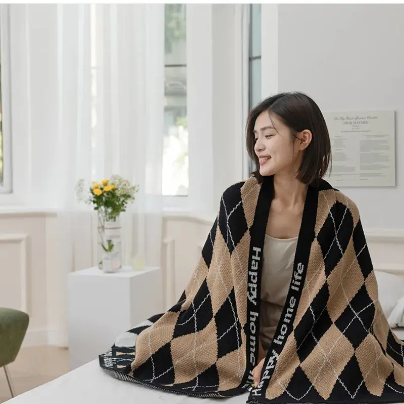 Cute Cartoon Universal Knitted Blanket Office Nap Air Conditioning Cover Blanket Children Sofa Bed End Decorative Blanket Shawl