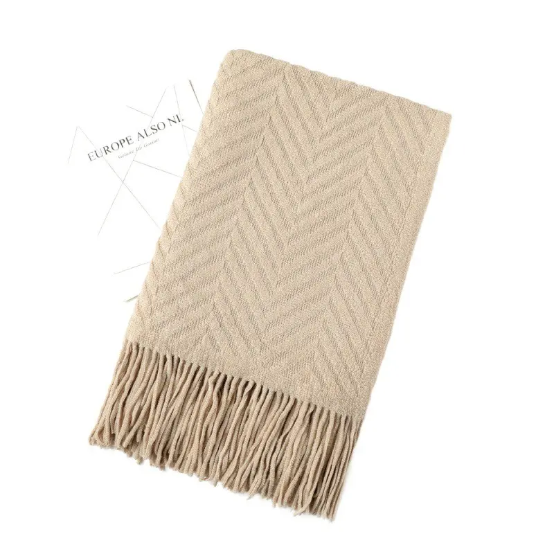 Textile City Ins American Vintage Tassel Knitted Throw Blanket Home Decor Sofa Cover Plaid Jacquard Quality Acrylic Warm Blanket