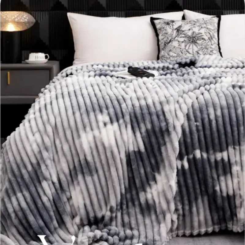 Imitation Rabbit Plush Blanket Tie Dyed Magic Velvet Drawstring Leisure Cover Blanket, Flannel Blanket, Noon Rest Blanket