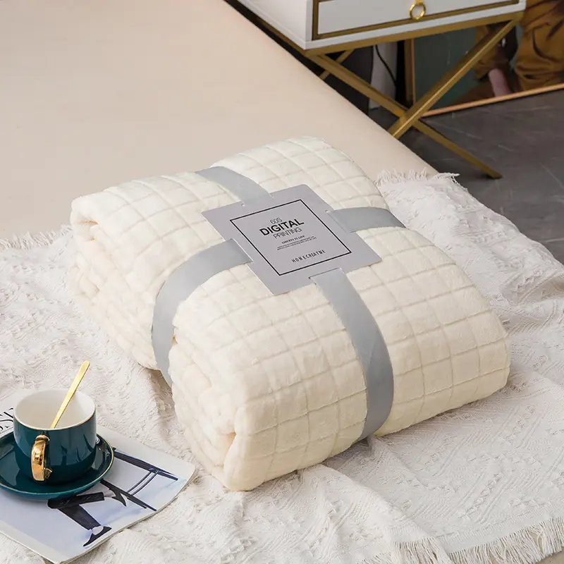 Wool Throw Blanket Keep Warm Winter Bed Blankets Double Sided Queen Duvet Cover Camping Double Bed Cover Bedspread