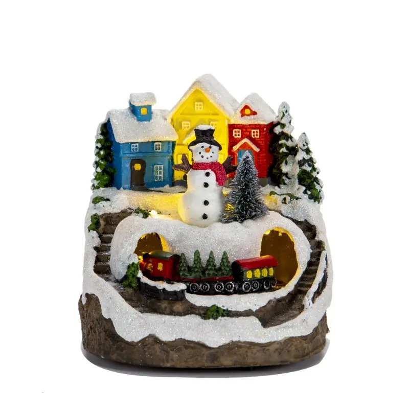 Christmas New Product Creative Ornament Electric Music Light House Snowhouse Christmas Gift Resin Crafts Christmas
