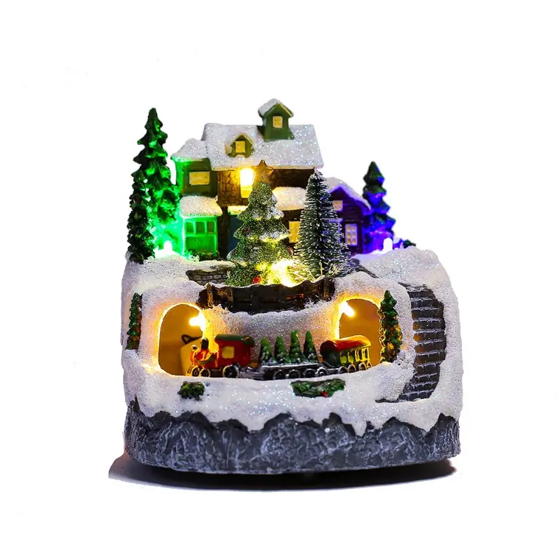 Christmas New Product Creative Ornament Electric Music Light House Snowhouse Christmas Gift Resin Crafts Christmas