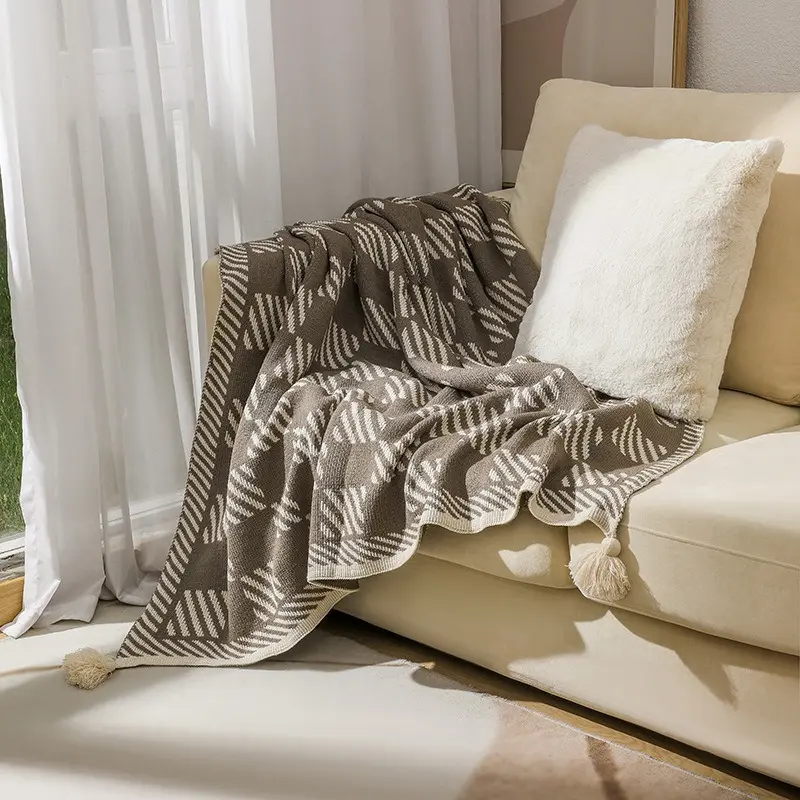Textile City Bohemia Rhombic Floral Knitted Throw Blankets Home Decor Sofa Cover Bay Window Blanket Wave Winter Thicken Shawl