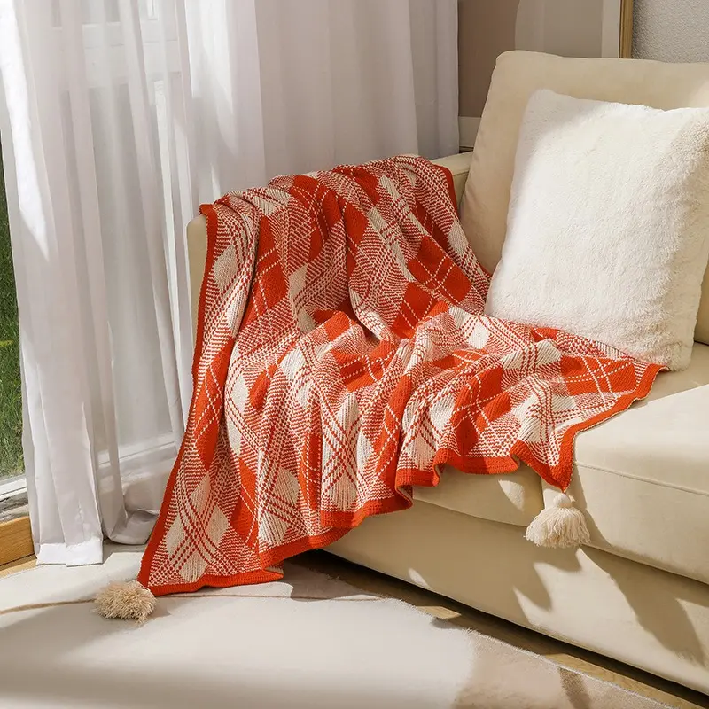 Textile City Bohemia Rhombic Floral Knitted Throw Blankets Home Decor Sofa Cover Bay Window Blanket Wave Winter Thicken Shawl