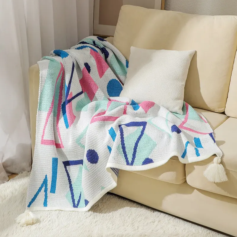 Textile City Bohemia Rhombic Floral Knitted Throw Blankets Home Decor Sofa Cover Bay Window Blanket Wave Winter Thicken Shawl