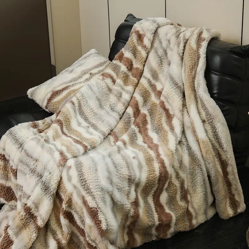 Tall Fashionable Luxurious Ink Printed Blanket Double-layer Office Air Conditioning Blanket Sofa Bed Spring and Summer Blanket